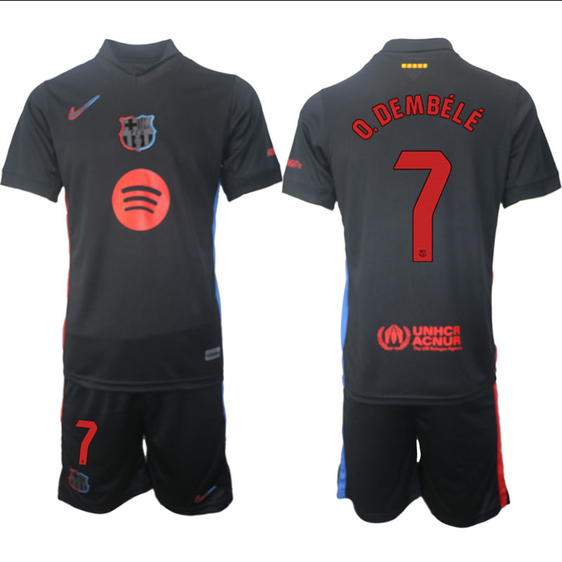 Men 2024-2025 Club Barcelona away Black #7 Soccer Jersey